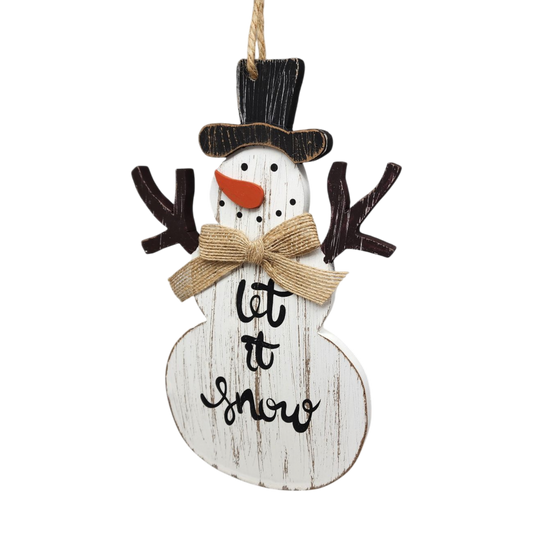 Charming Wooden Snowman Ornament