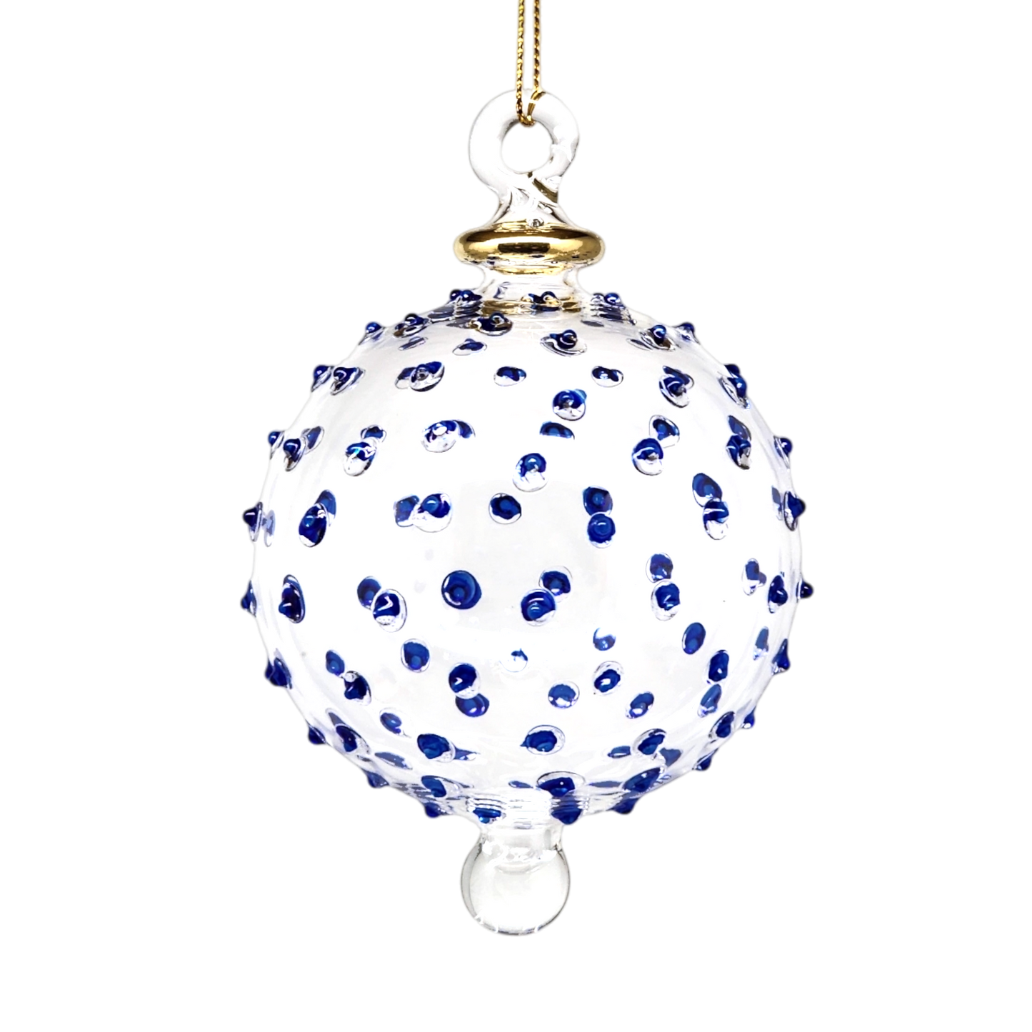 Clear 3" Glass Stipple Ball - Blue