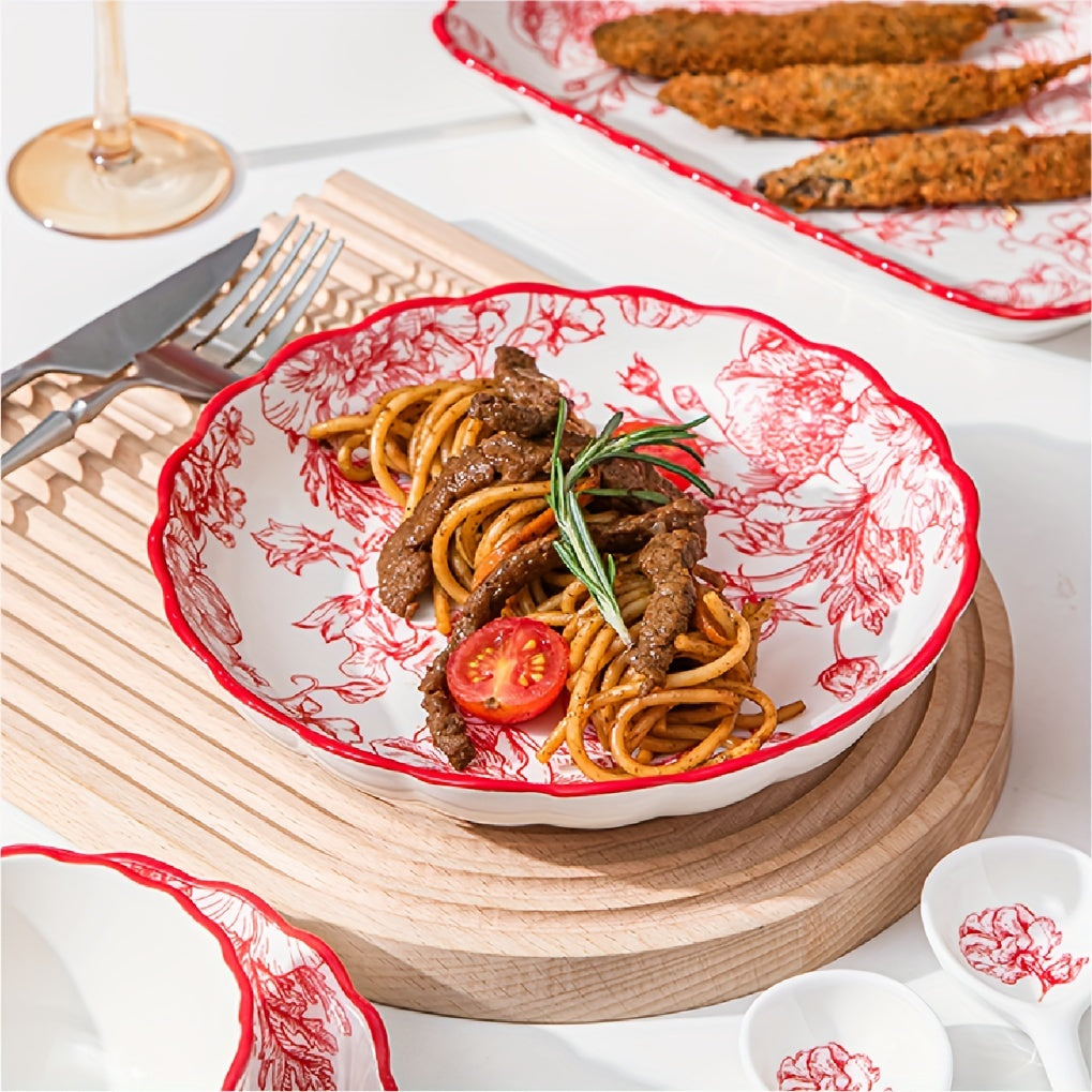 Elegant Rose Floral Salad Plates Set Ideal Gift