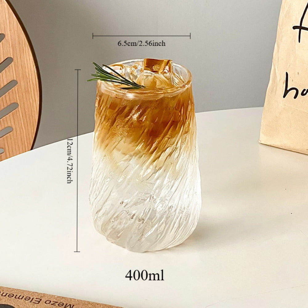 1pc Glacier Ribbed Glass Coffee Mug - Large Capacity Iced Coffee Latte