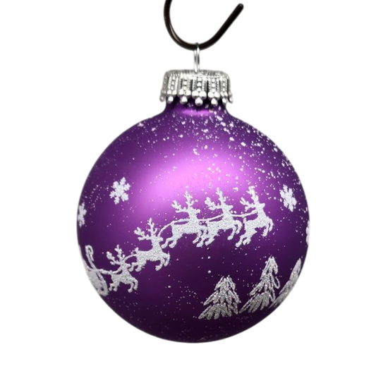 Krebs Value Glass Ornament 4 pack - Santa on Lilac