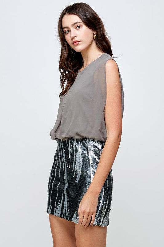 Sequin Skirt with Sleeveless Blouson Dress – Glamorous Party Look | Apparel | Kitchen + Metal