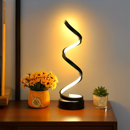 Sleek Spiral LED Desk Lamp USB Powered Adjustable Brightness