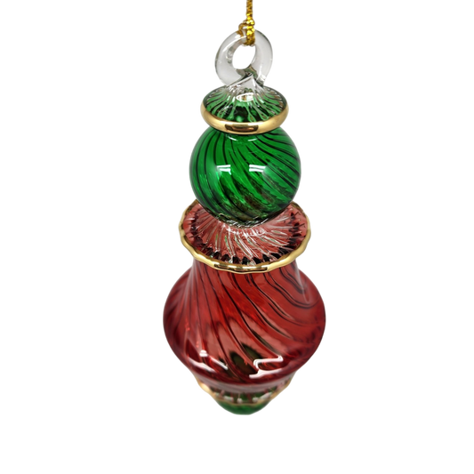 Egyptian Glass Two Tone Scalloped Vase Ornament