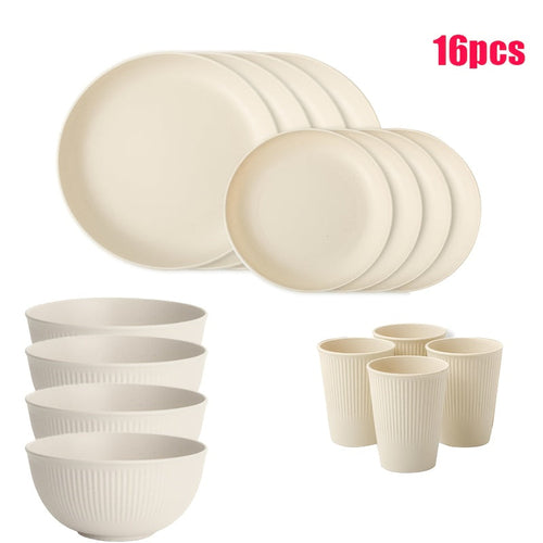 Durable 16Piece Unbreakable Dinnerware Set for Outdoors Parties