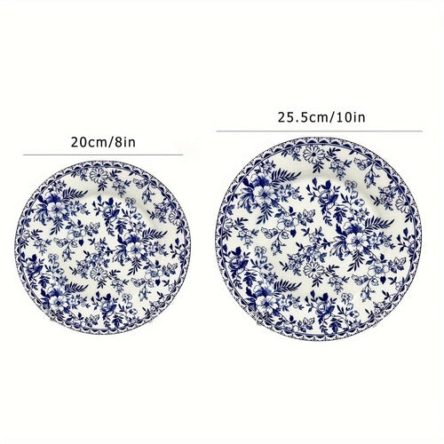 Nordic Blue White Porcelain Dessert Plates Set