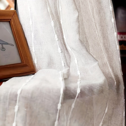 Elegant Embroidered Ball Linen Sheer Curtain for Home