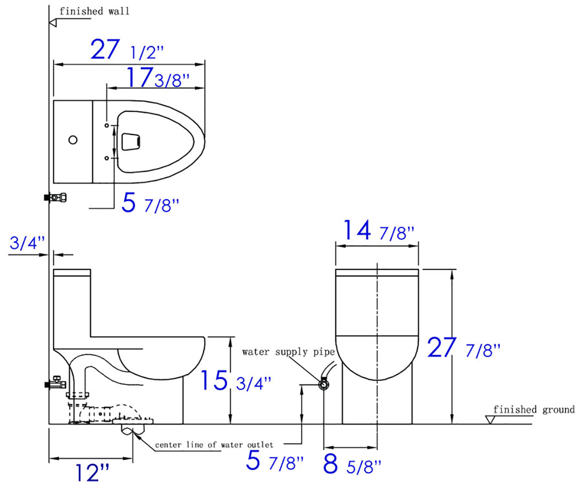 EAGO TB359 DUAL FLUSH ONE PIECE HIGH EFFICIENCY LOW FLUSH CERAMIC TOILET