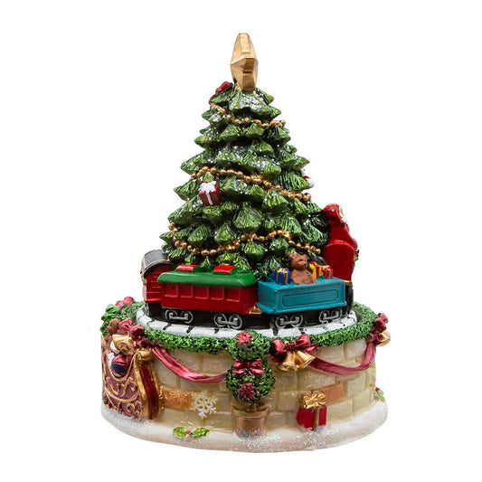 Wind-Up Revolving Christmas Tree Music Box - 6 Inch