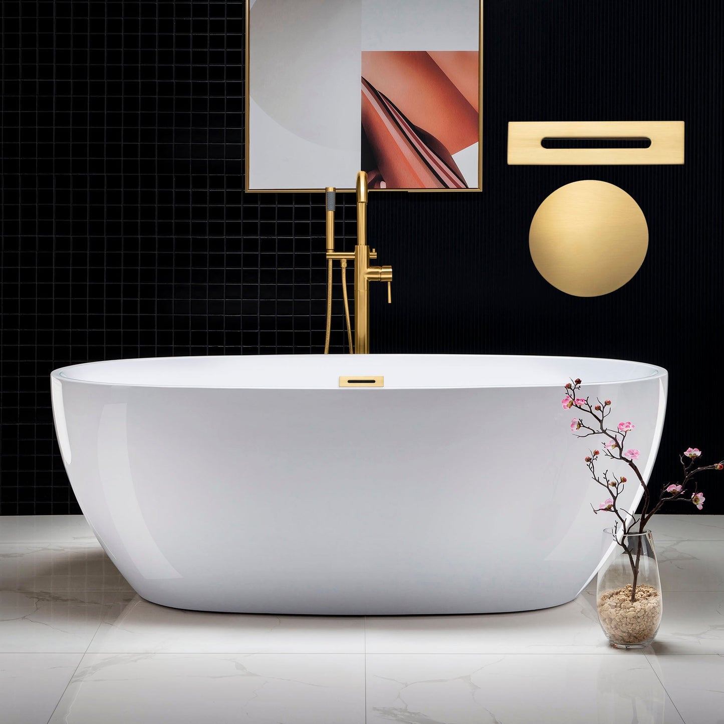WOODBRIDGE 67" Acrylic Freestanding Bathtub Contemporary Soaking Tub
