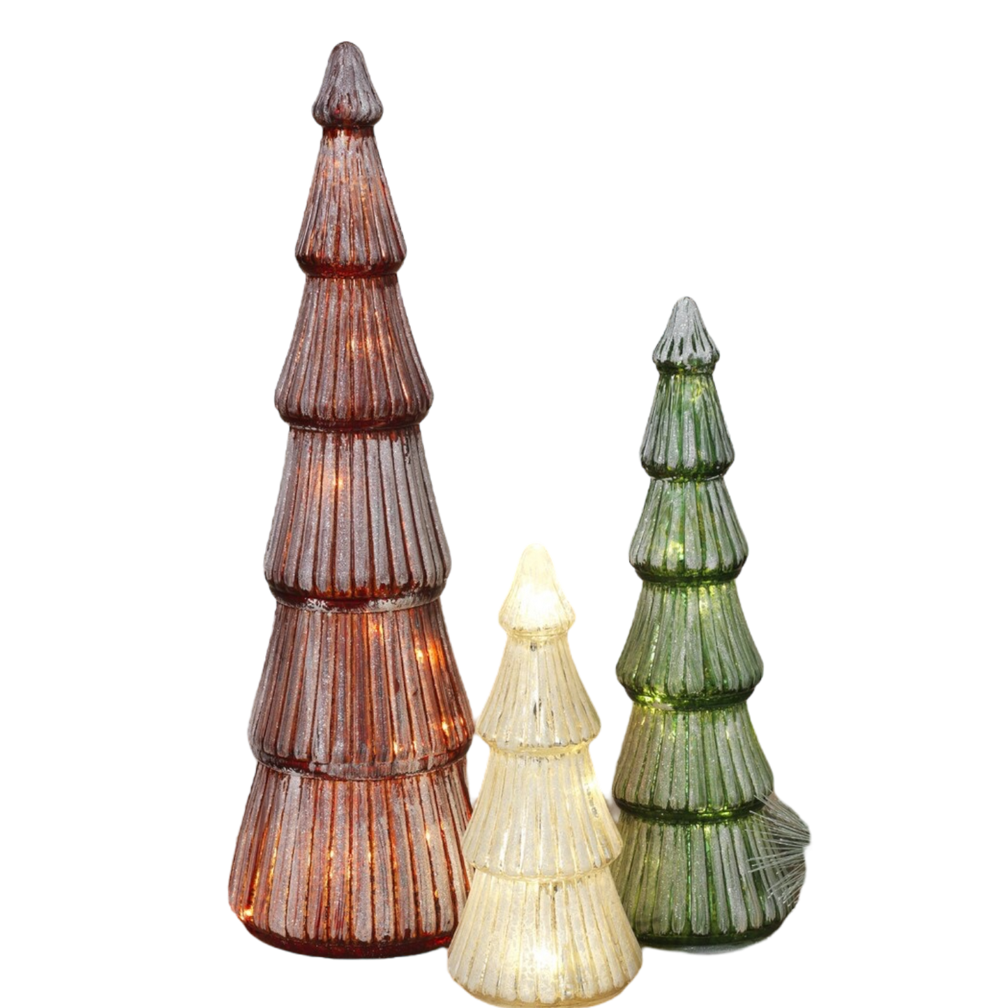 Mercury Glass Holiday Tree Set of 3