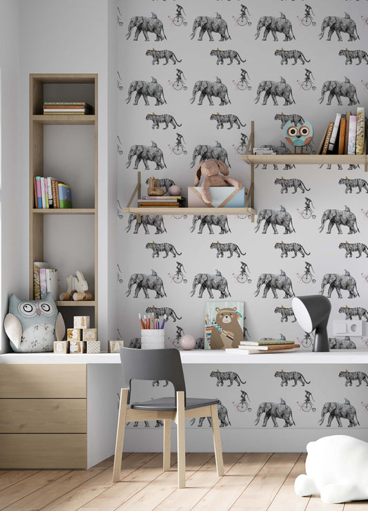 Tropical Animals Sketch Wallpaper | Kitchen + Metal