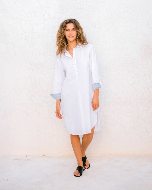 Essential Collar Shirt Dress - White