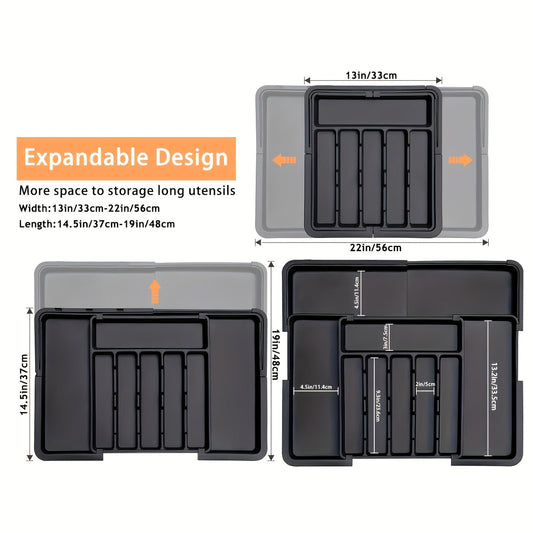 Expandable Silverware Organizer Tray - Adjustable Flatware Storage for