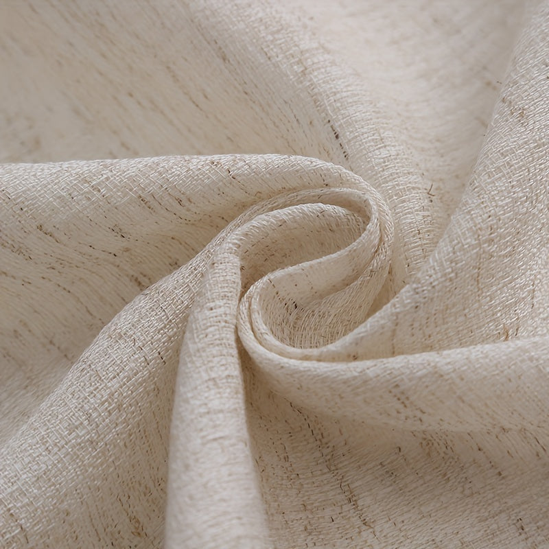 Elegant Beige Sheer Curtain with Tassel Vintage Style