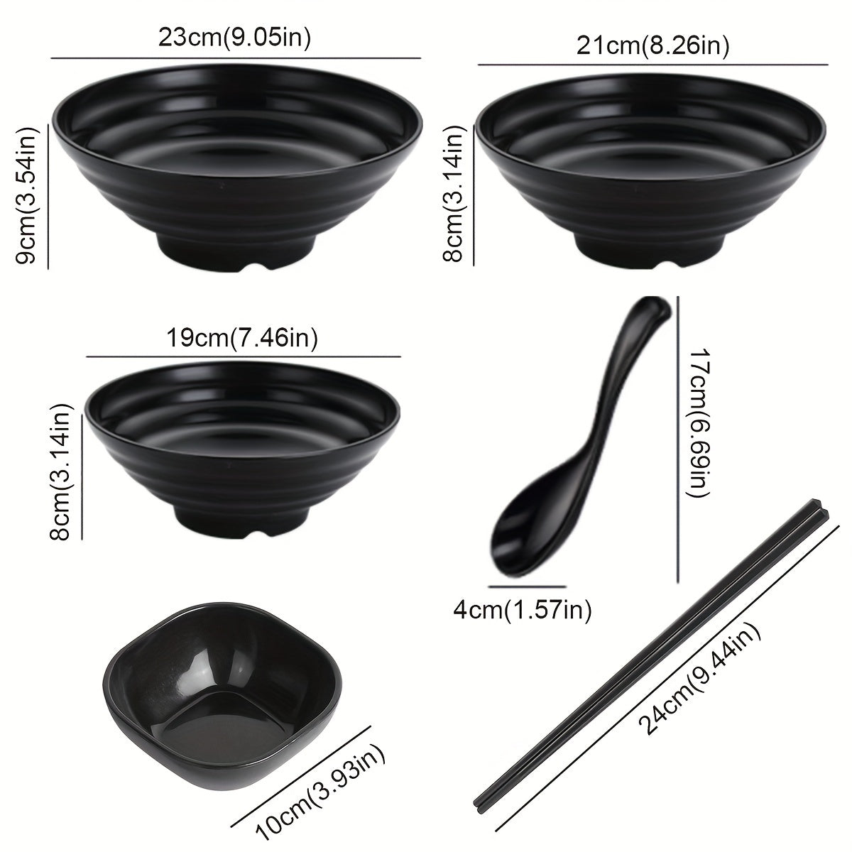 Elegant Ramen Bowl Set with Chopsticks and Saucers