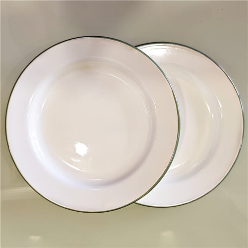 Vintage Enamel Serving Plates Set Elegant Dining Essential