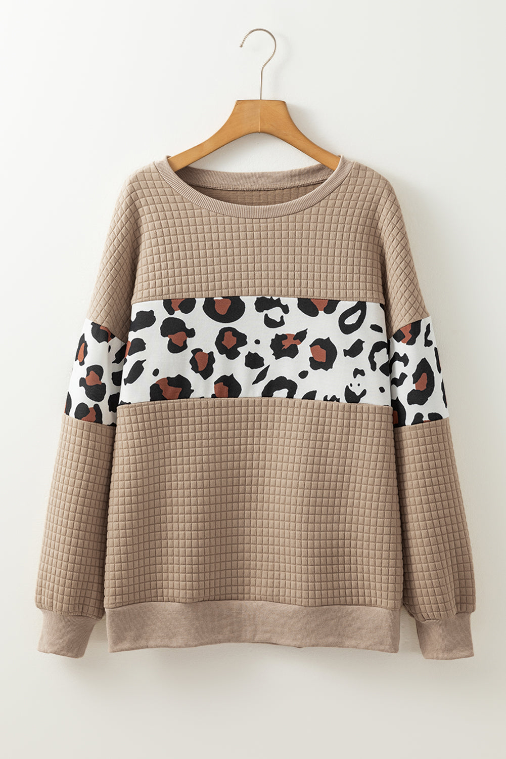 Parchment Leopard Quilted Patchwork Pullover women's r Sweatshirt