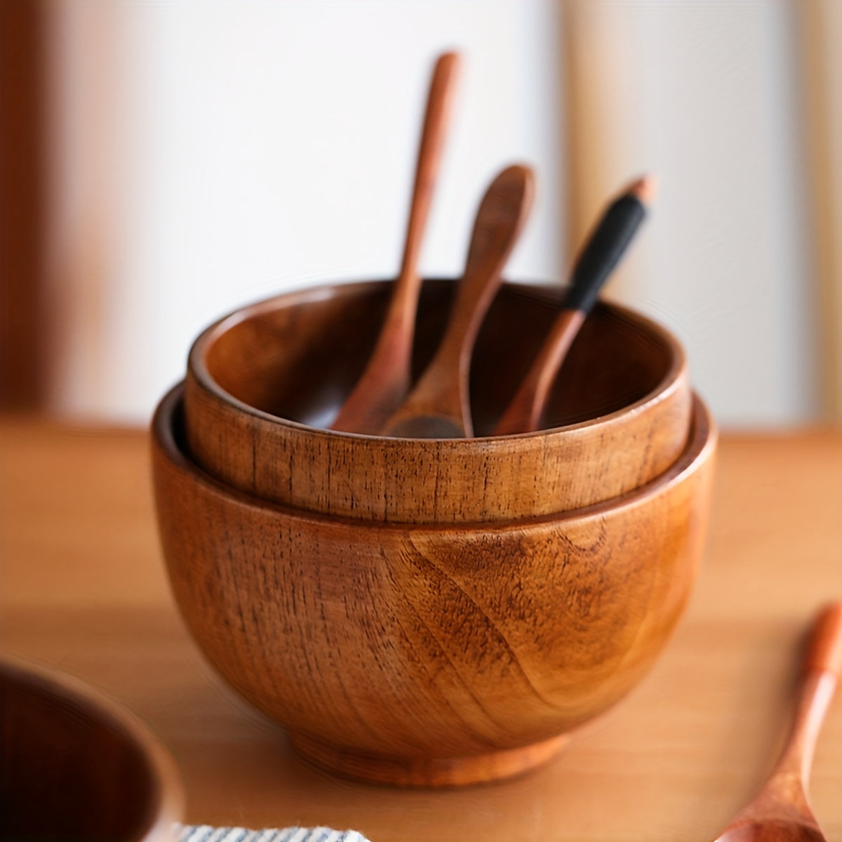 Retro Jujube Wood Bowl Durable AntiScald CampingReady