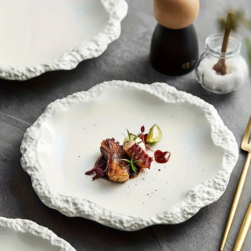 Elegant Textured Ceramic Dinner Plate HeatResistant LeakProof