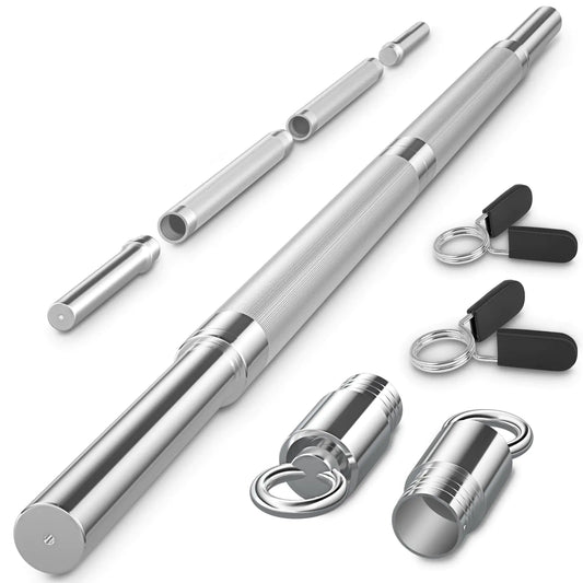 DASKING Barbell Bar - Upgraded Multifunction 4ft Weight Bar for Strength and Weightlifting TrainingSuitable for 1.1 Inch Weight PlatesPortable Home Gym Fitness Equipment with 2 Spring Collars