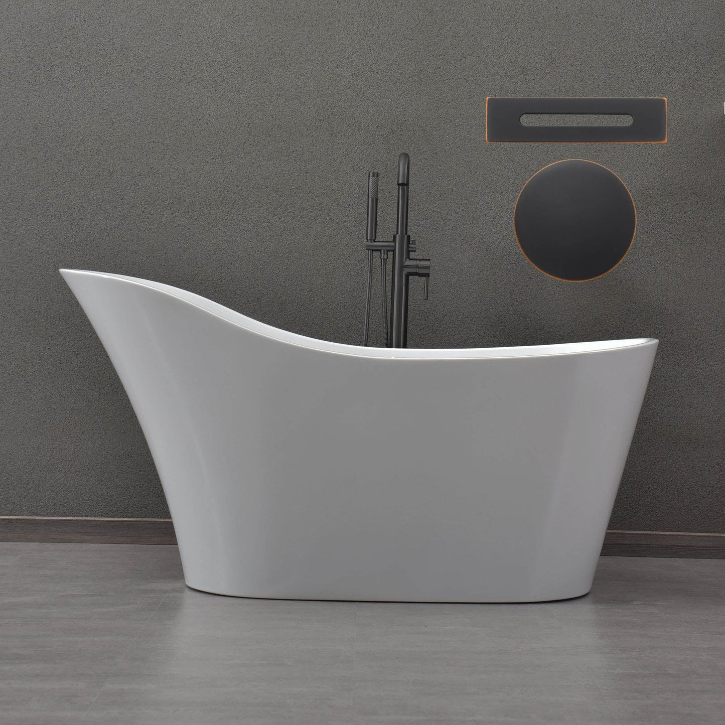 WOODBRIDGE 59" Acrylic Freestanding Bathtub Contemporary Soaking Tub