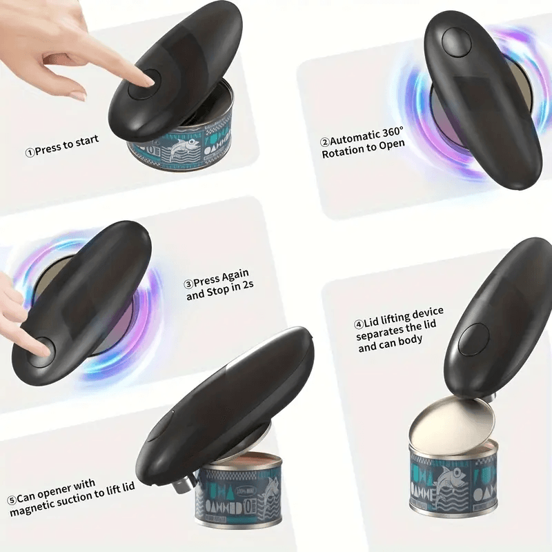 One Touch Electric Can Opener – Automatic Hands-Free Jar & Bottle Opener for Easy Kitchen Use