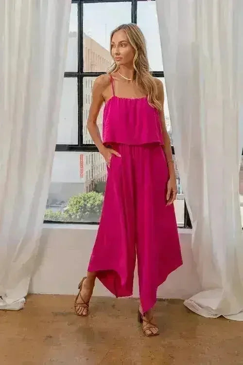 Sleeveless Wide Leg Jumpsuit | Polyester Jumpsuit | Sizes S-3XL