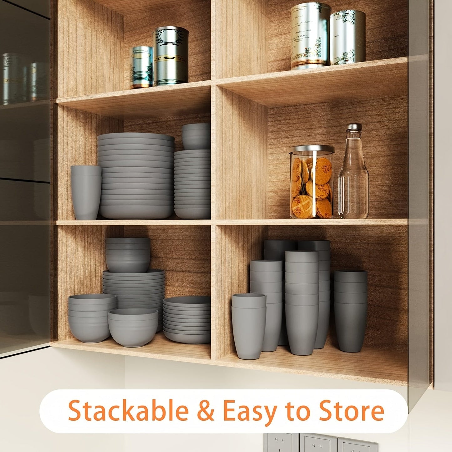 16Piece Wheat Straw Dinnerware Set MicrowaveSafe Lightweight
