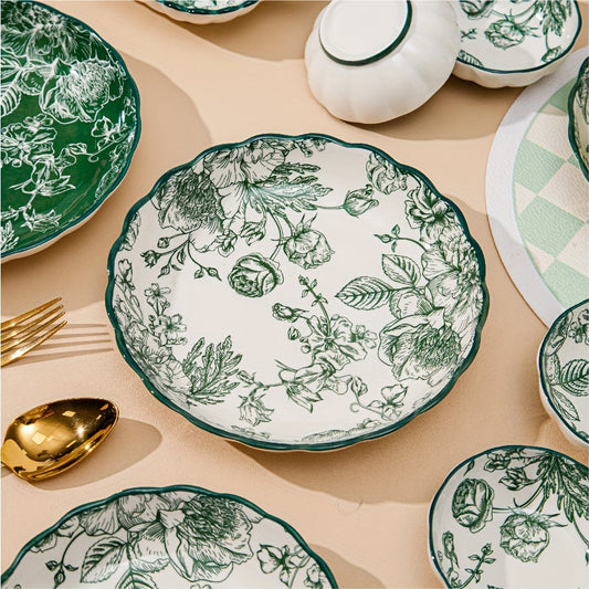 Elegant Rose Floral Salad Plates Set Ideal Gift