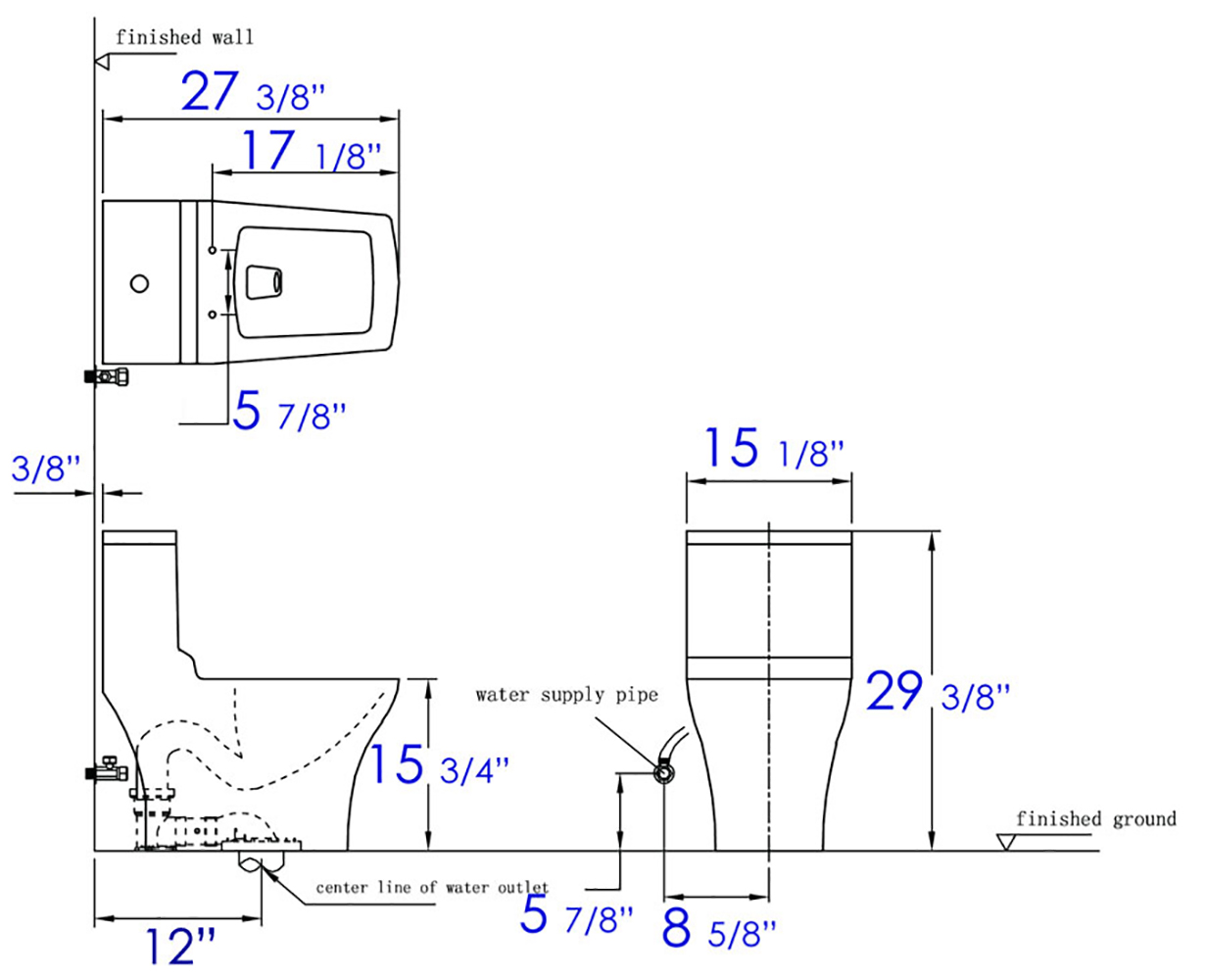 EAGO TB356 DUAL FLUSH ONE PIECE HIGH EFFICIENCY LOW FLUSH CERAMIC TOILET