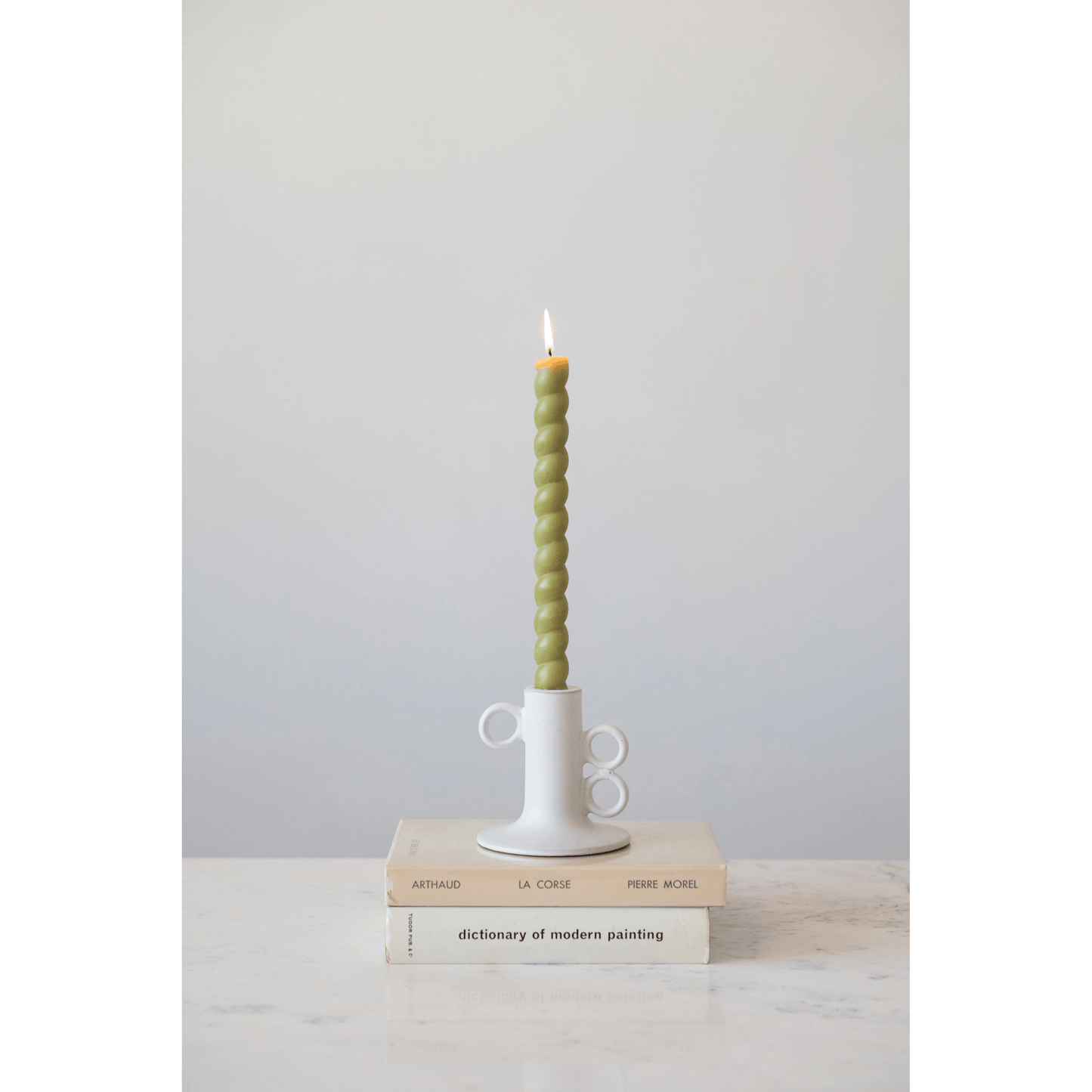 Stoneware Taper Candle Holder in White