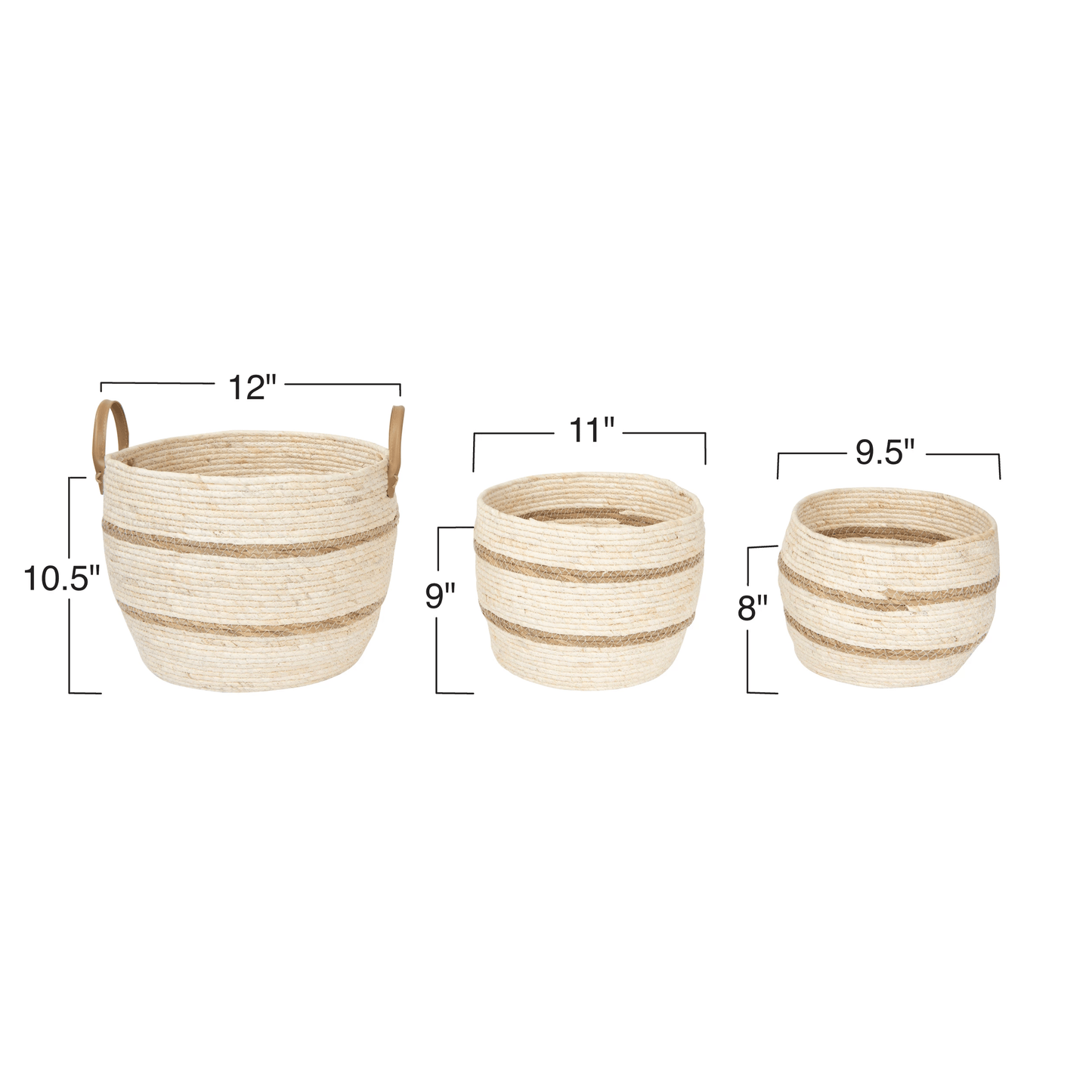 Striped Maize Storage Baskets / Planters, Set of 3