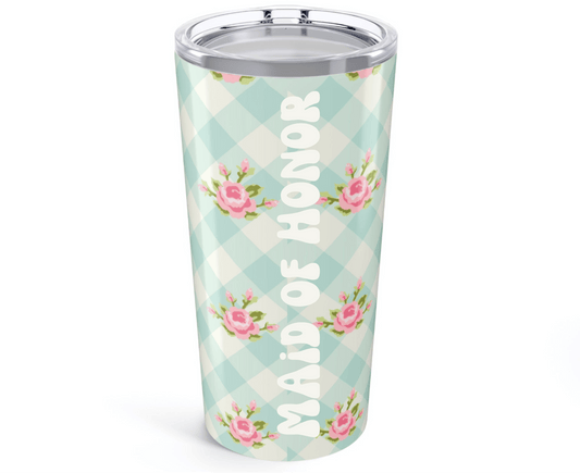Customizable: Floral Pattern Tumbler 20oz | Vintage Charm Travel Mug, Gift for Tea Lovers, Spring Decor, Eco-Friendly Drinkware