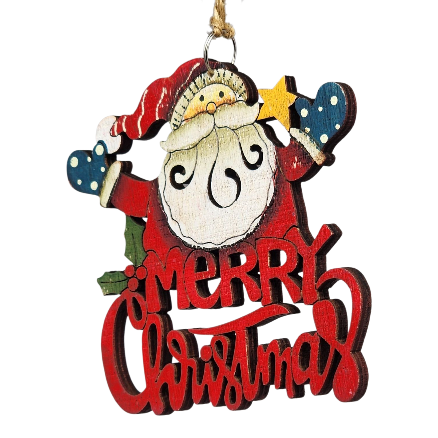 Laser Cut Wooden Ornament - Santa Greetings