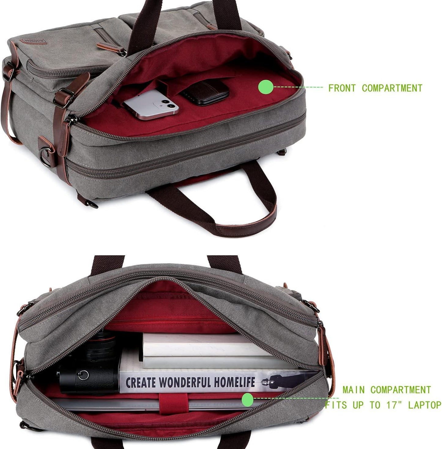 FR Fashion Co. 17" Convertible Briefcase Backpack