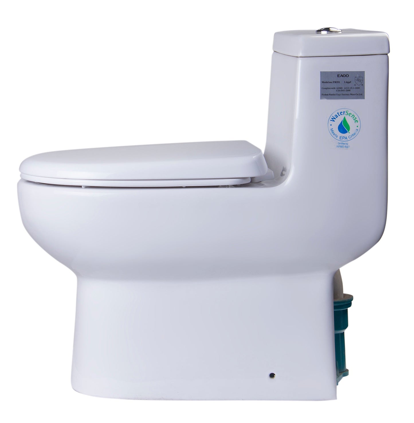 EAGO TB351 DUAL FLUSH ONE PIECE ECO-FRIENDLY HIGH EFFICIENCY LOW FLUSH CERAMIC TOILET