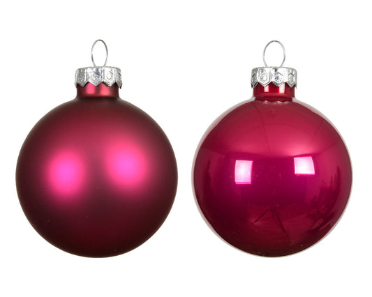 Glass 2.4" Ornaments - 10 piece Set - Festive Pink