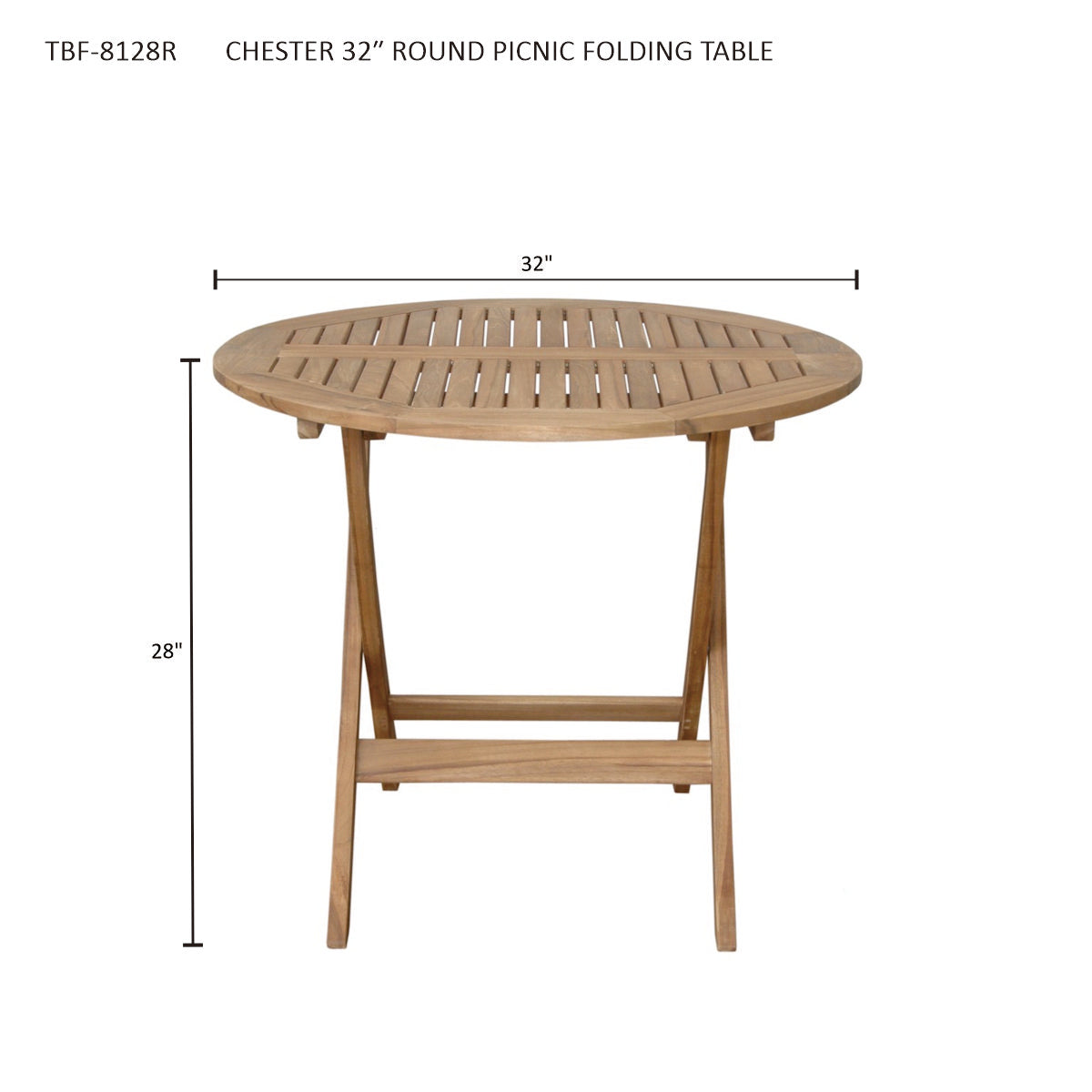Chester 32" Round Picnic Folding Table