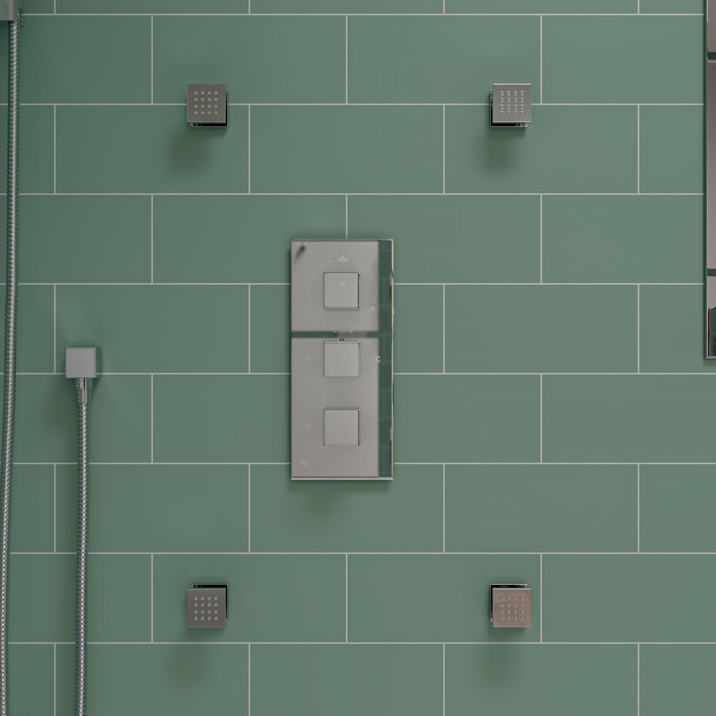 ALFI brand AB2801 3-Way Thermostatic Valve Shower Mixer Square Knobs
