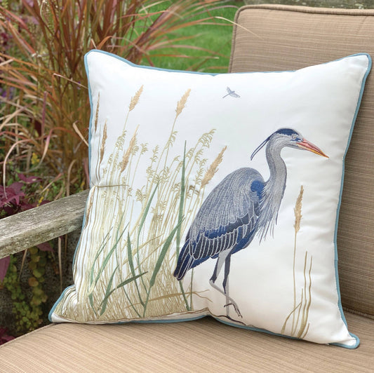 Great Blue Heron Right Indoor/Outdoor Throw Pillow