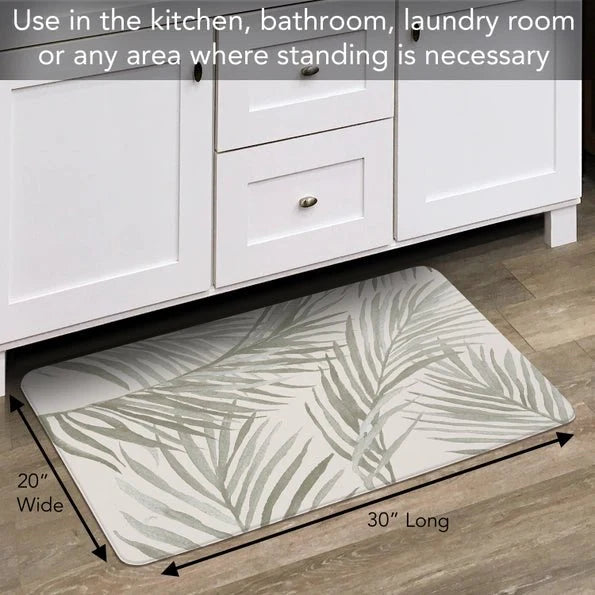 Grey Palm Fronds 30” x 20” Vinyl Comfort Floor Mat