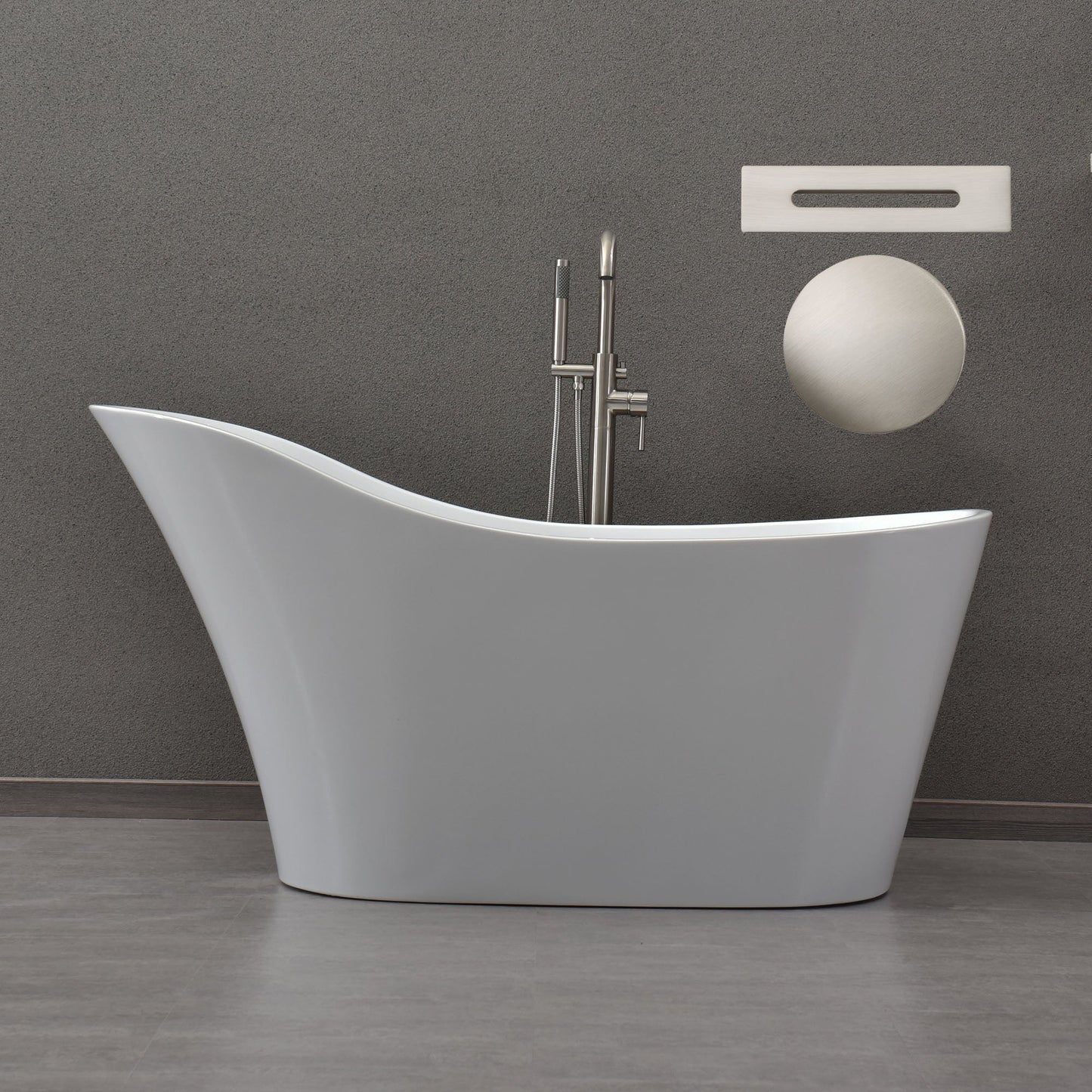 WOODBRIDGE 59" Acrylic Freestanding Bathtub Contemporary Soaking Tub