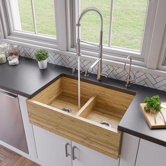 ALFI brand ABKF3787 Double Spout Commercial Spring Kitchen Faucet