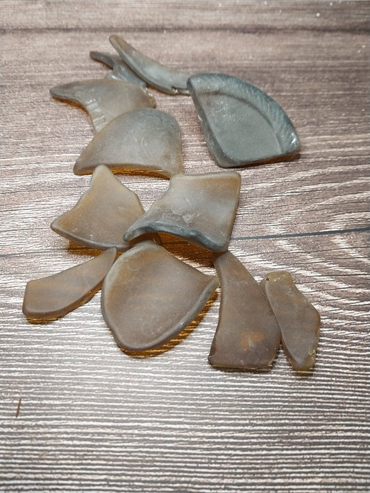 Hand Tumbled Seaglass Brown Colors of Frosted Dark Amber