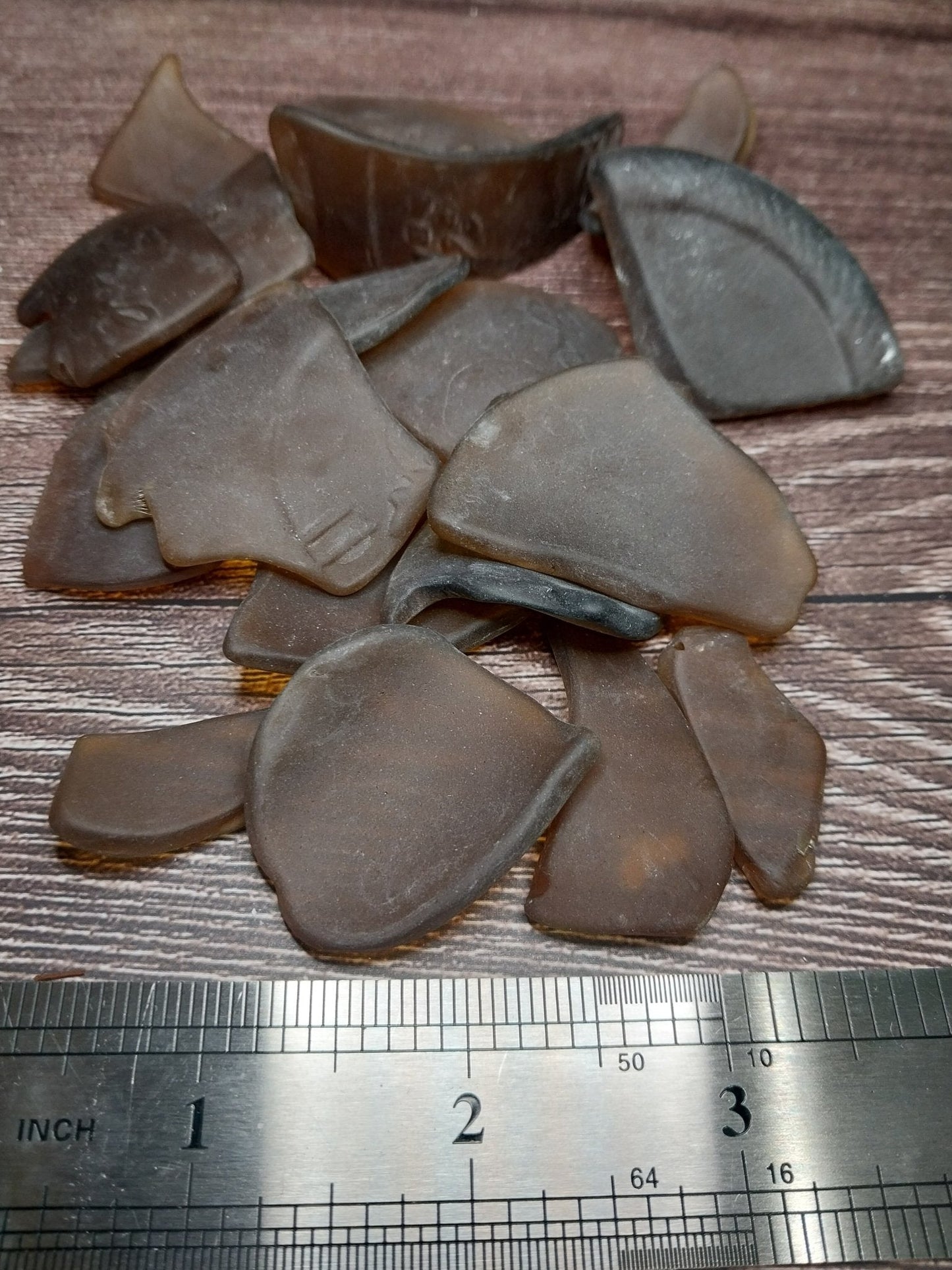 Hand Tumbled Seaglass Brown Colors of Frosted Dark Amber
