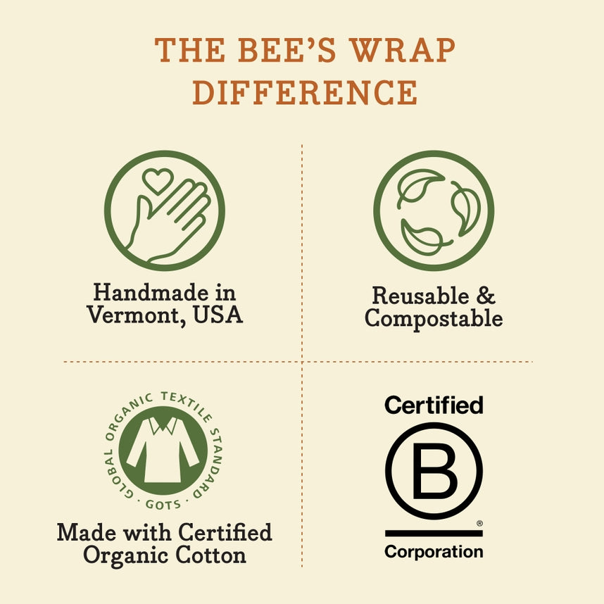 Bee's Wrap Food Wrap - Botanical Print - Assorted Wrap 3 Pack