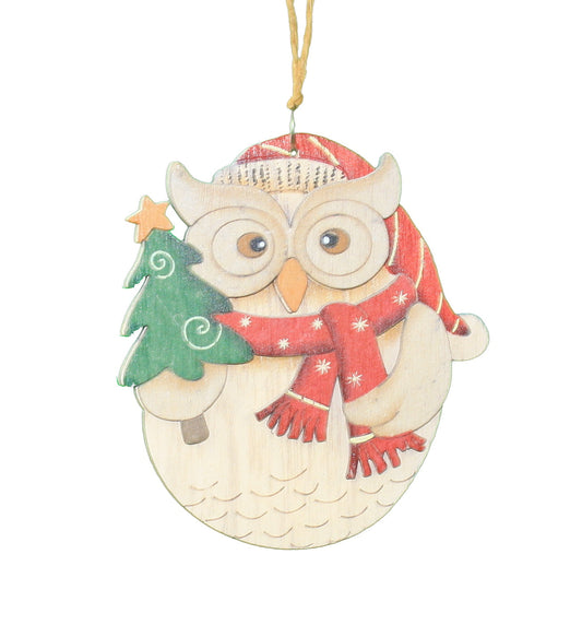 Festive Owl with Tree Holiday Ornament
