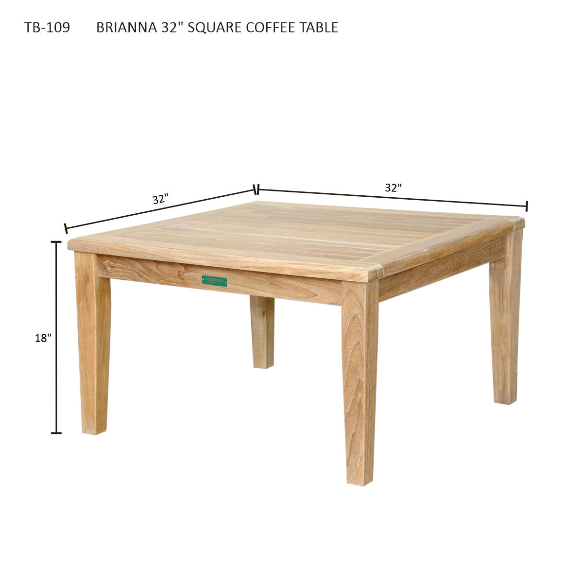 Brianna 32" Square Coffee Table