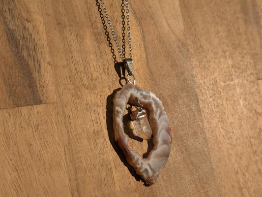 Agate Oco Geode Slice Pendant